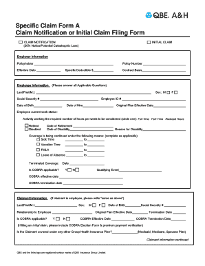 Specific Claim Form A
