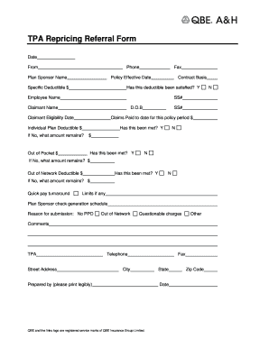 TPA Repricing Referral Form
