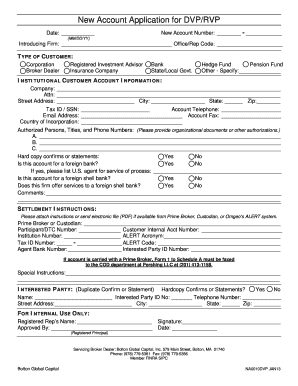 New Account Application for DVP/RVP