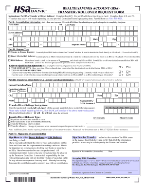 Health Savings Account Transfer/Rollover Request Form