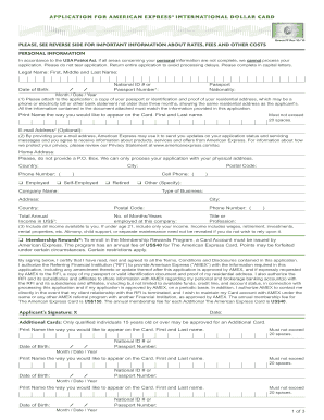 American Express International Dollar Card Application