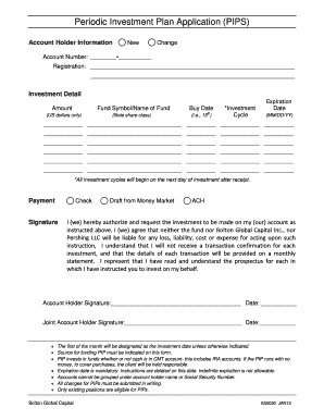 Periodic Investment Plan Application