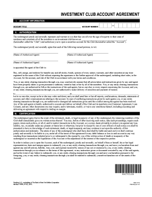 Investment Club Account Agreement