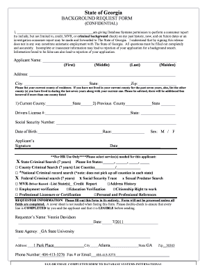 Georgia Background Request Form