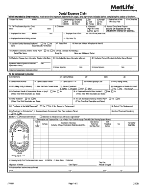 MetLife Dental Expense Claim Form