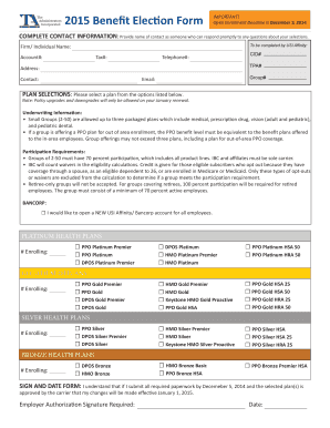2015 Benefit Election Form