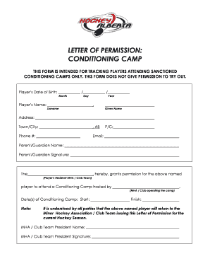 Letter of Permission for Conditioning Camp
