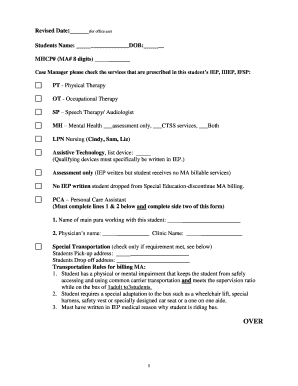 Minnesota Special Education PCA Services Form