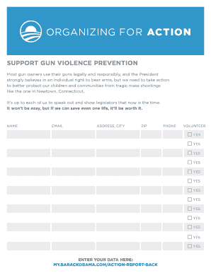 Gun Violence Prevention Action Form