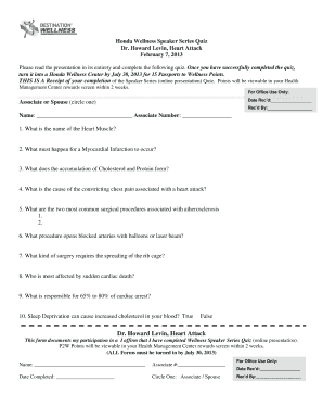 Honda Wellness Speaker Series Quiz