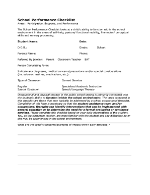 School Performance Checklist