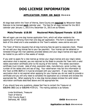 Wisconsin Dog License Application
