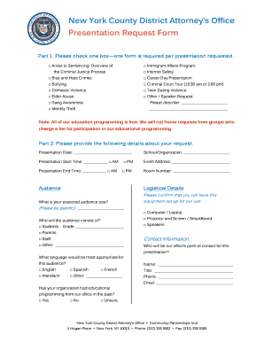 New York County District Attorney Presentation Request Form