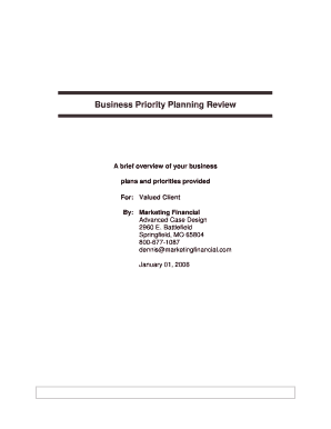 Business Priority Planning Review Form