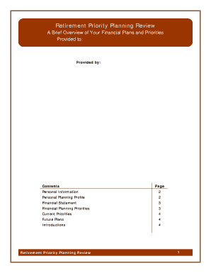 Retirement Priority Planning Review Form