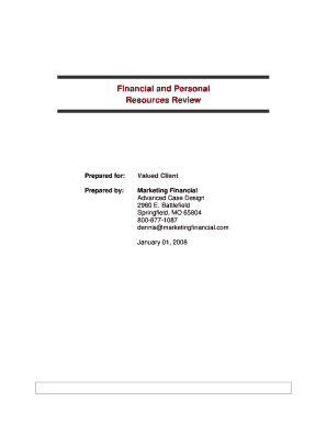 Financial and Personal Resources Review Form