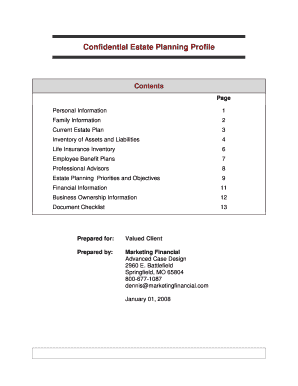 Confidential Estate Planning Profile