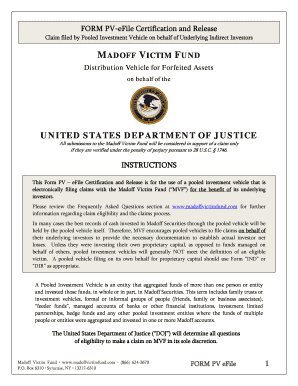 Madoff Victim Fund Form PV eFile Certification and Release