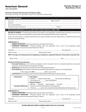 Annuity Change of Beneficiary Form - marketingfinancialcom