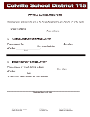 Payroll Cancellation Form