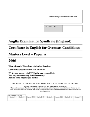 Certificate in English for Overseas Candidates