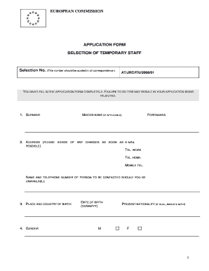 EU Temporary Staff Application Form