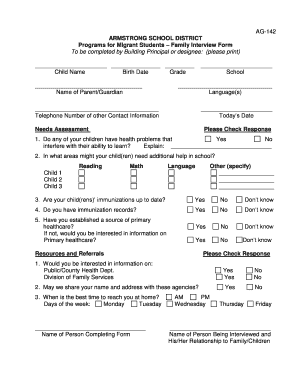 Migrant Student Family Interview Form