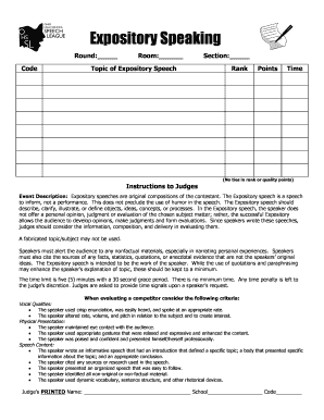 Expository Speech Evaluation Form