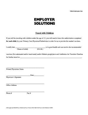 Travel Vaccine Authorization Form