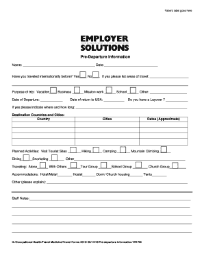 Pre-Departure Travel Information Form