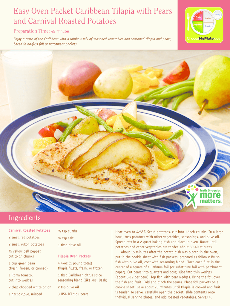 Fillable Online Easy Oven Packet Caribbean Tilapia with Pears Fax Email