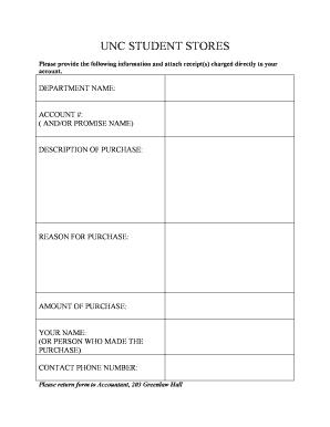 UNC Student Stores Reimbursement Form