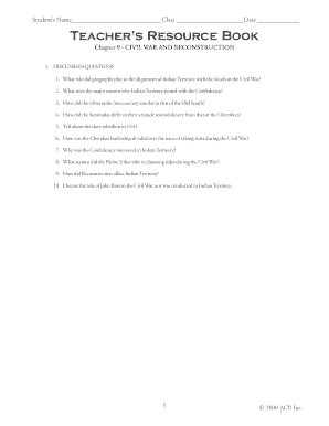 Civil War and Reconstruction Worksheet