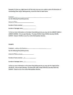 Library Fines and Delinquencies Record