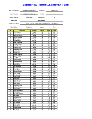 Section IX Football Roster Form