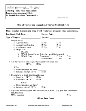 Orthopedic Functional Questionnaire