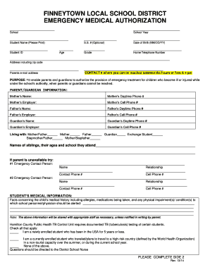 Emergency Medical Authorization Form