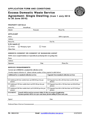 Excess Domestic Waste Service Agreement