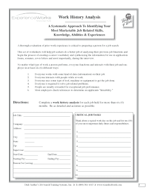 Work History Analysis Form