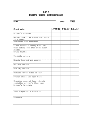 Event Tech Inspection Form