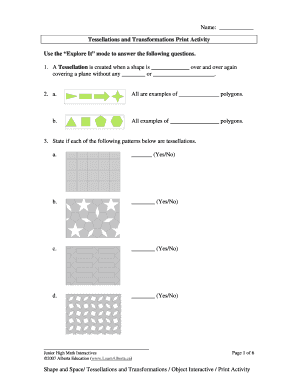Tessellations and Transformations Print Activity