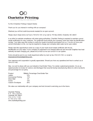 Credit Application and Tax Exemption Certificate