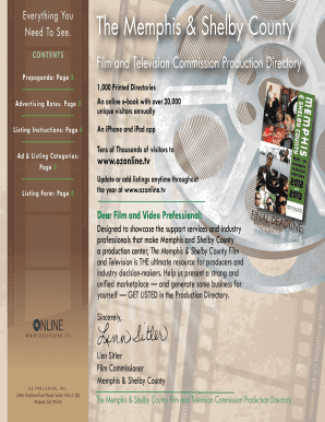 Memphis & Shelby County Film and Television Commission Production Directory