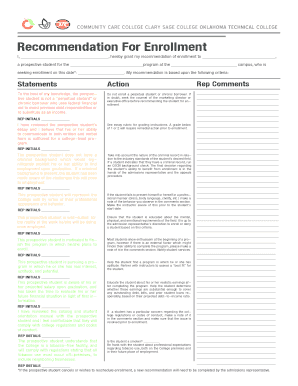 Recommendation For Enrollment