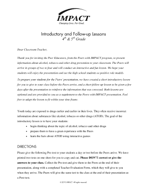 Peer Educators Alcohol Tobacco Drug Prevention Lesson