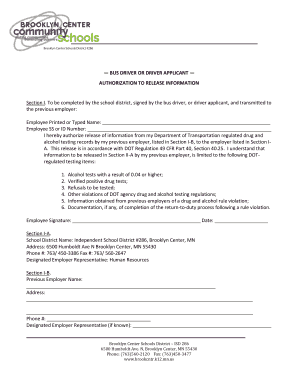 DOT Drug and Alcohol Testing Authorization Form
