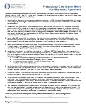 ISSP Certification Exam Non-Disclosure Agreement