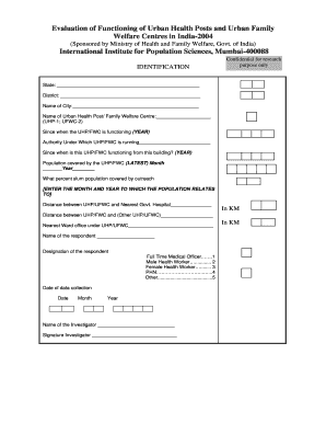 Urban Health Post Evaluation Form