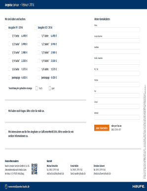 Acquisa Magazin Werbeauftritt Bestellformular