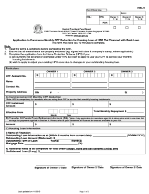 Application to Commence Monthly CPF Deduction for Housing Loan